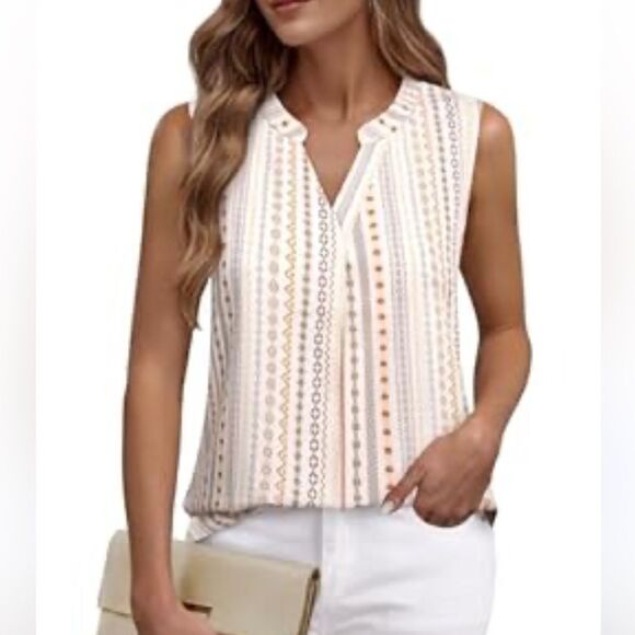 Brand new with Tags Timeson Brand V Neck Sleeveless Blouse Boho Print Small - Picture 1 of 12
